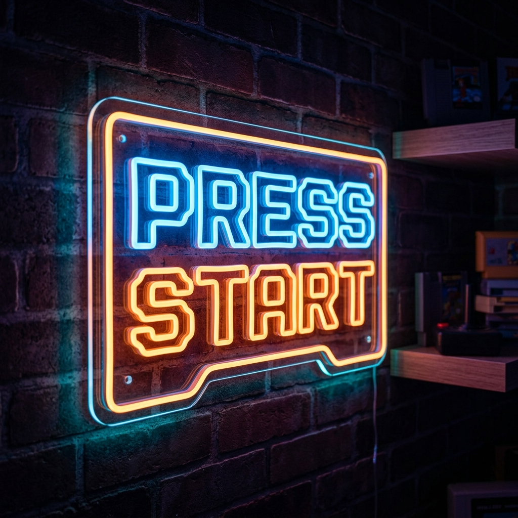 Press Start Neon Sign For Game Room