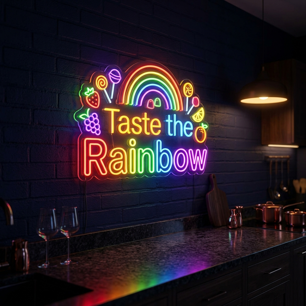 Taste The Rainbow Neon Sign For Kitchen Decor