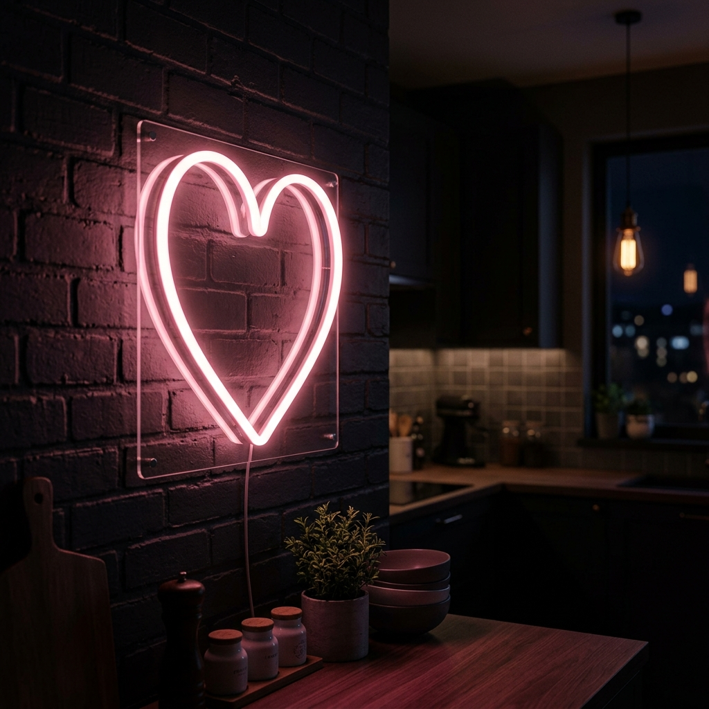 Heart Neon Sign For Kitchen Decor