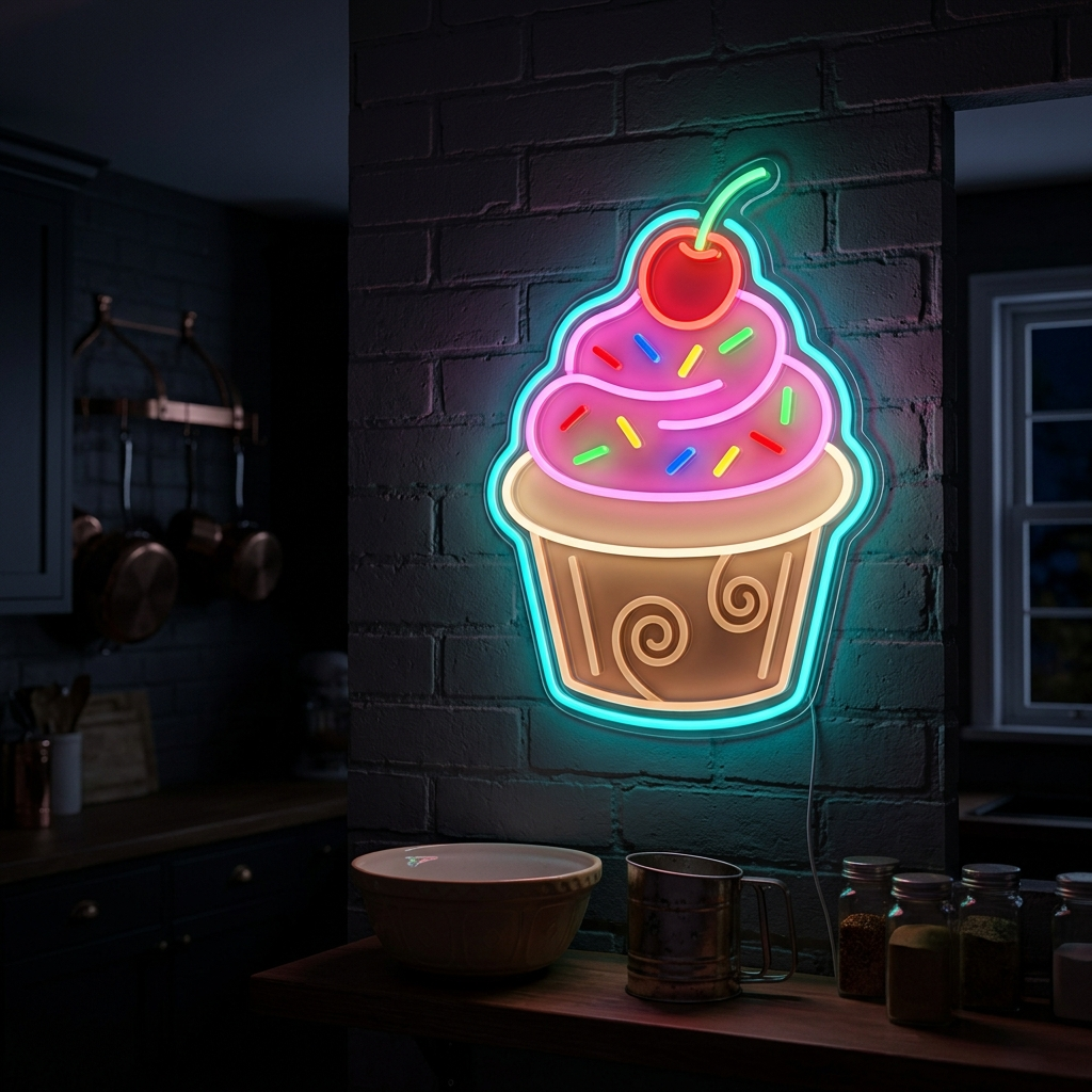 Cupcake Neon Sign For Kitchen Decor
