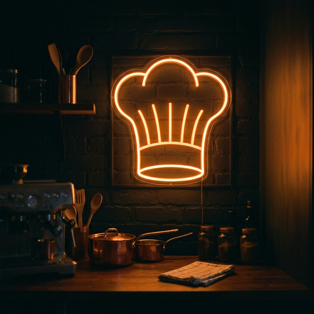 Chef Hat Neon Sign For Kitchen Decor