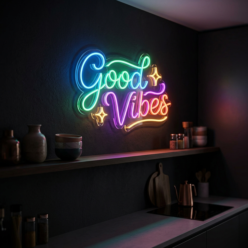 Good Vibes Neon Sign For Kitchen Decor