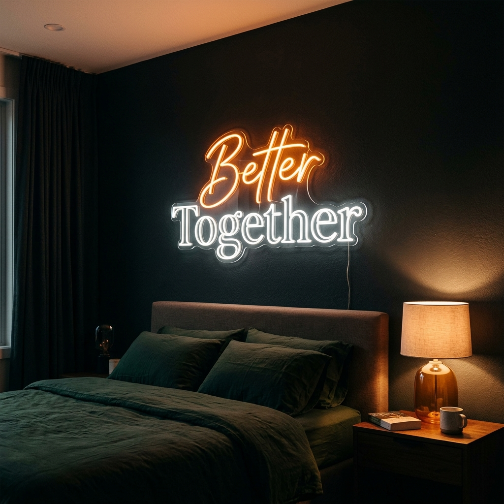Better Together Neon Sign For Couples Bedroom