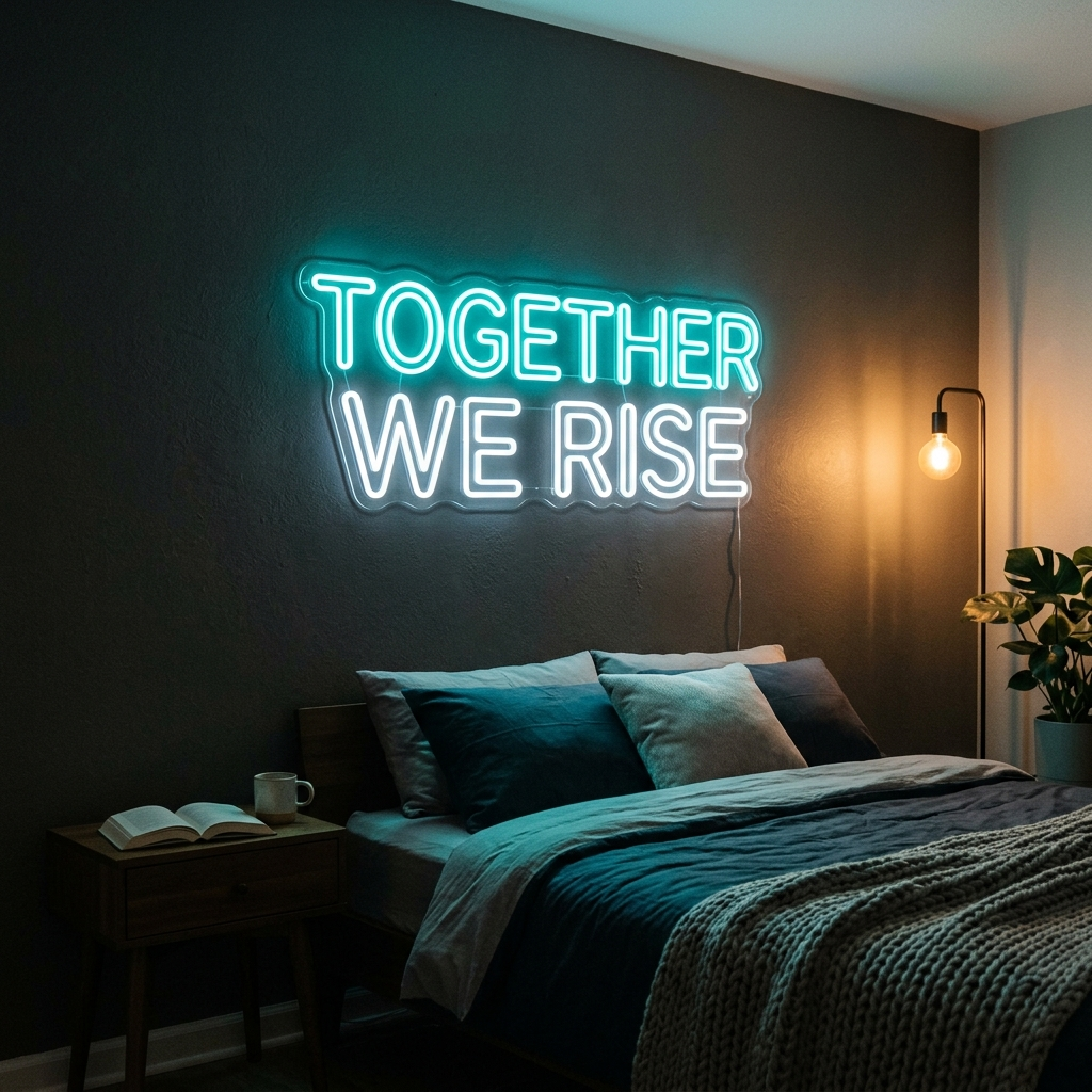 Together We Rise Neon Sign For Couples Bedroom