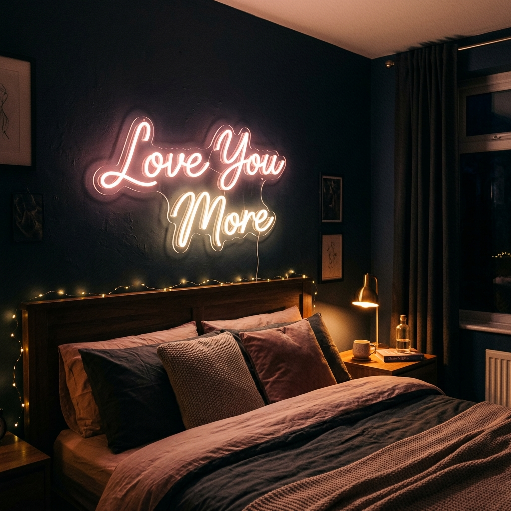 Love You More Neon Sign For Couples Bedroom