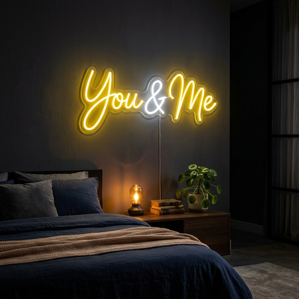 You & Me Neon Sign For Couples Bedroom