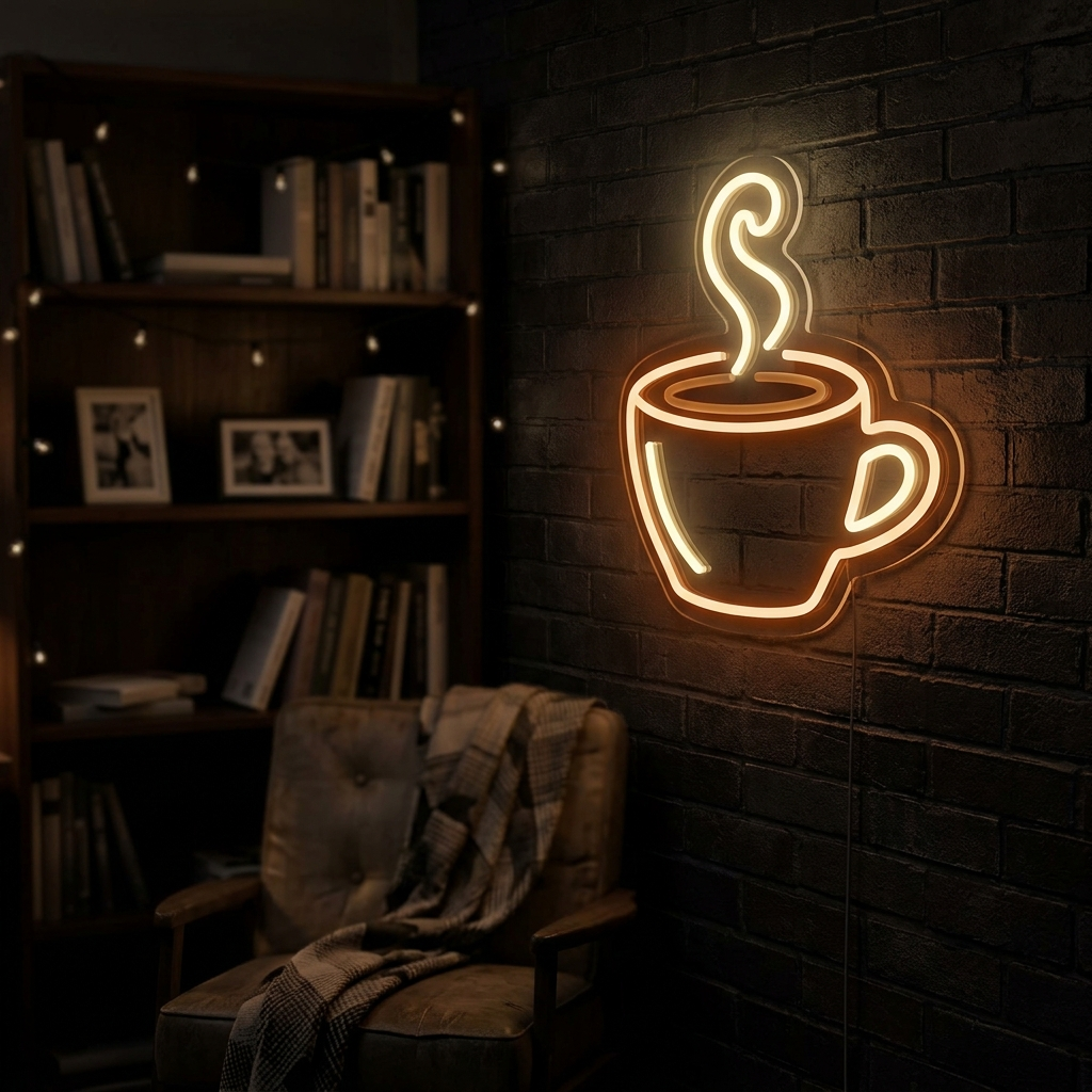 Coffee Cup Neon Sign For Study Space Decor