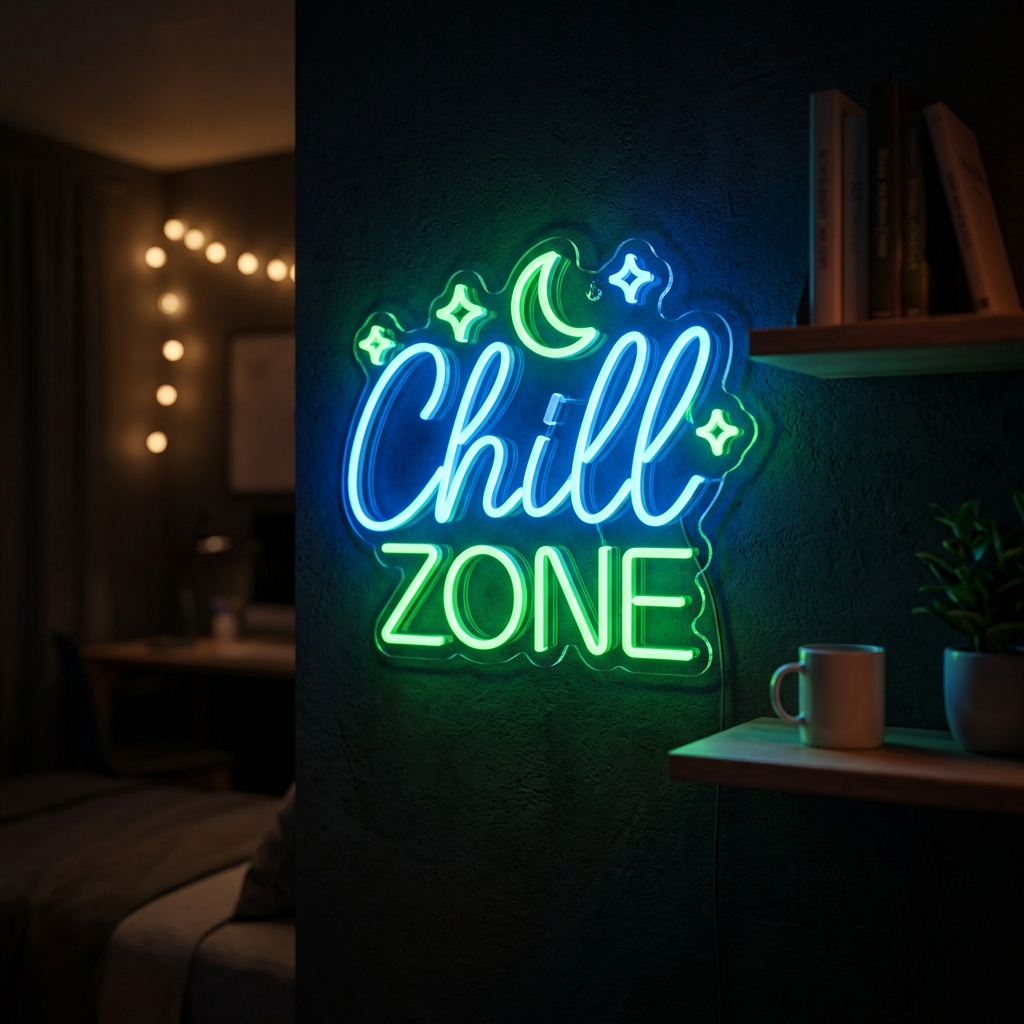 Chill Zone Neon Sign For Cozy Bedrooms