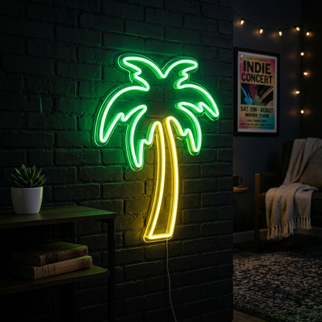 Palm Tree Neon Sign For Tropical Dorm Room Vibes