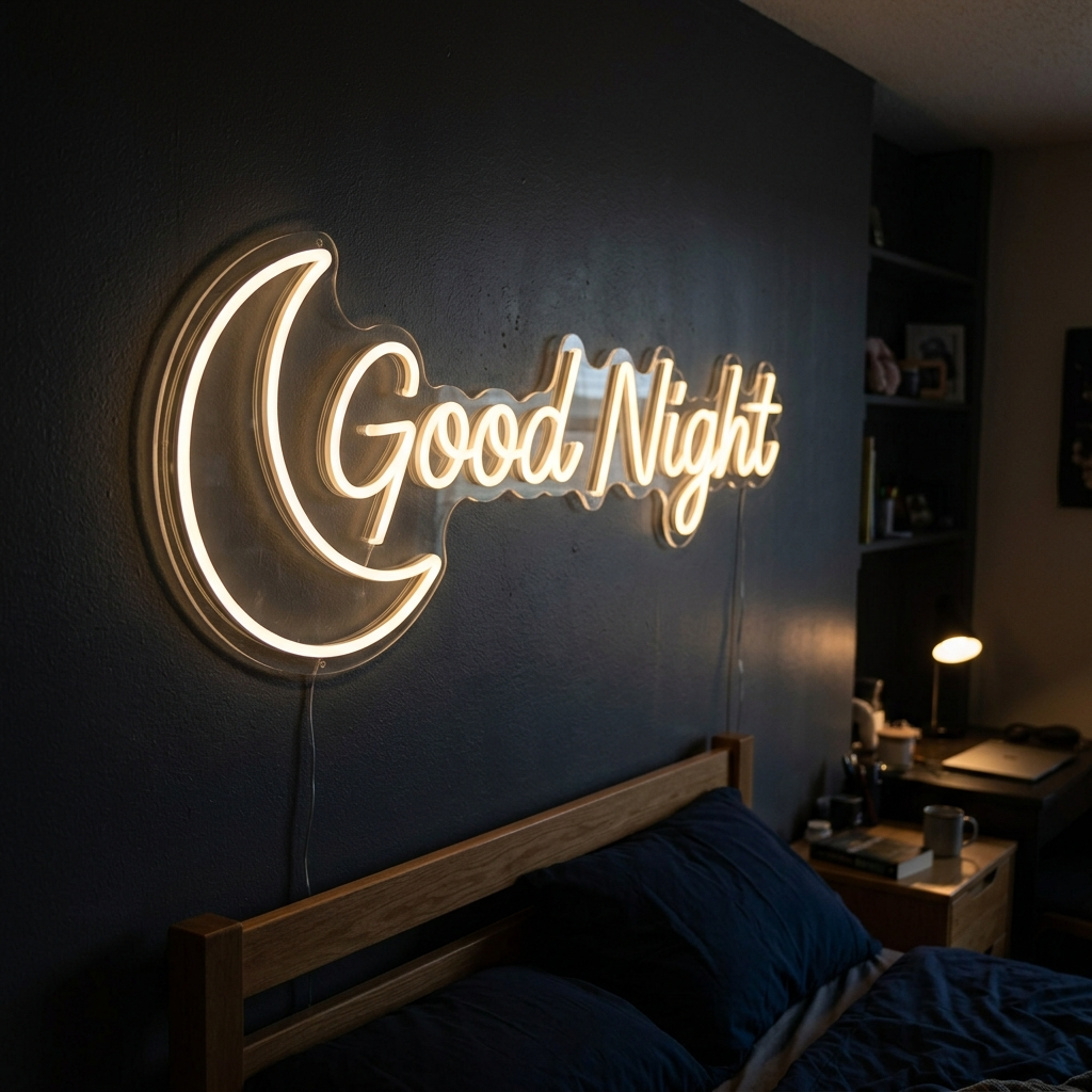 Good Night Moon Neon Sign For Dreamy Bedrooms