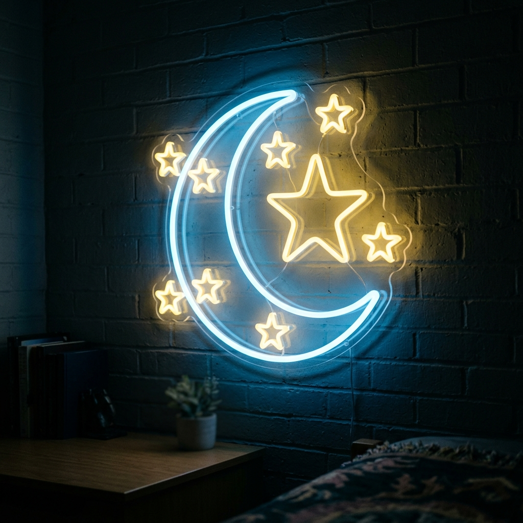 Moon And Stars Neon Sign For Dreamy Bedroom Decor