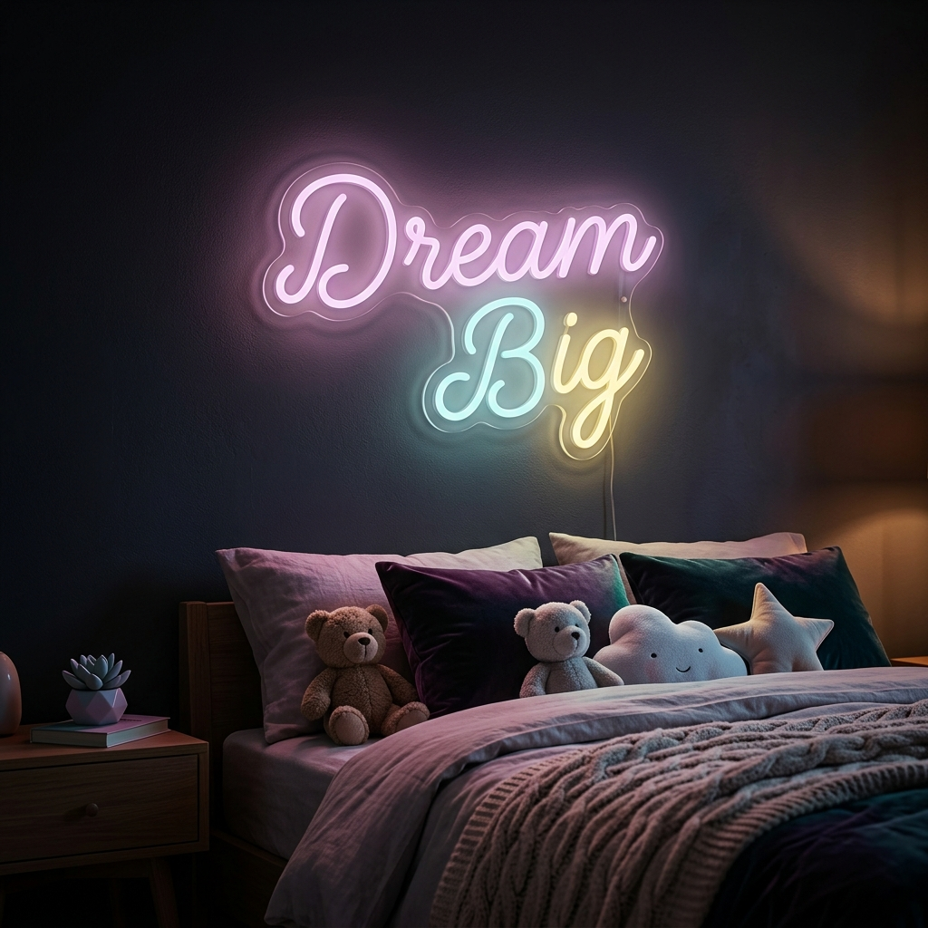 Dream Big Neon Sign For Kids Bedroom