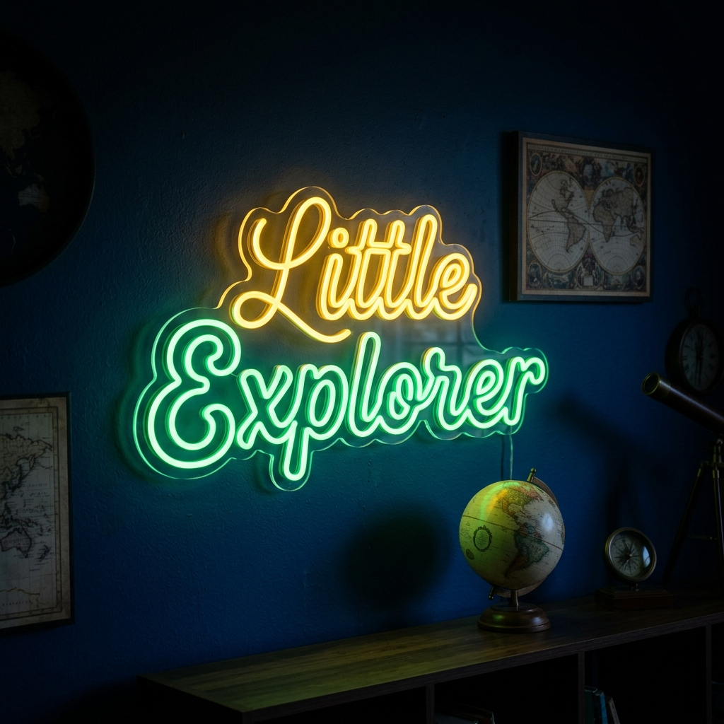 Little Explorer Neon Sign For Kids Bedroom