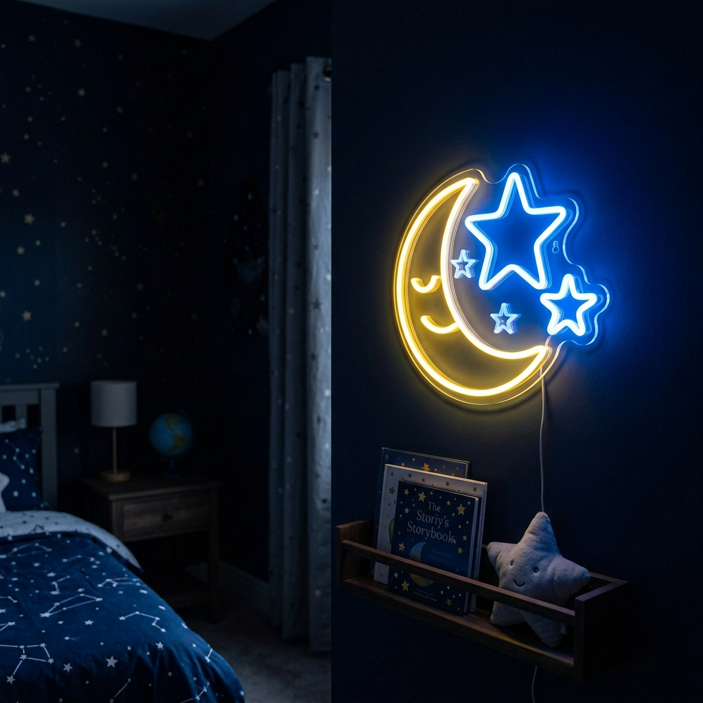 Starry Night Neon Sign For Kids Bedroom