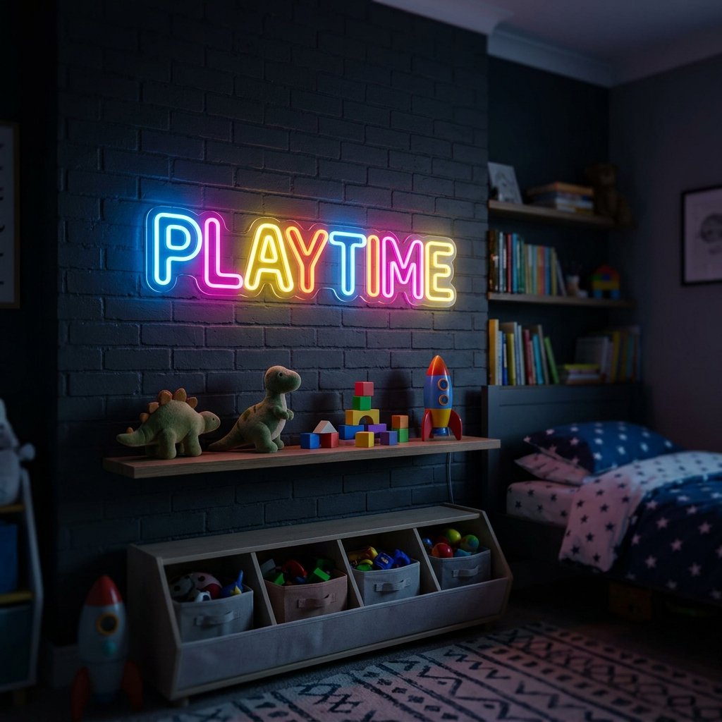 Playtime Neon Sign For Kids Bedroom