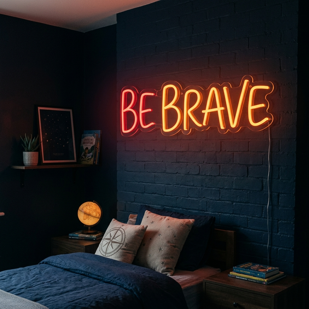 Be Brave Neon Sign For Kids Bedroom
