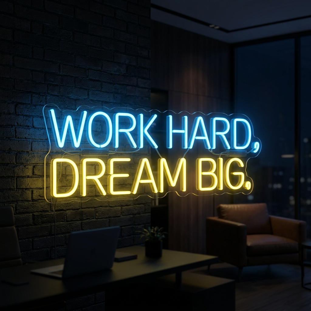 Work Hard, Dream Big Neon Sign For Office Decor