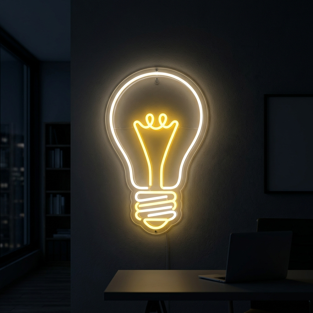 Light Bulb Neon Sign For Innovative Office Decor