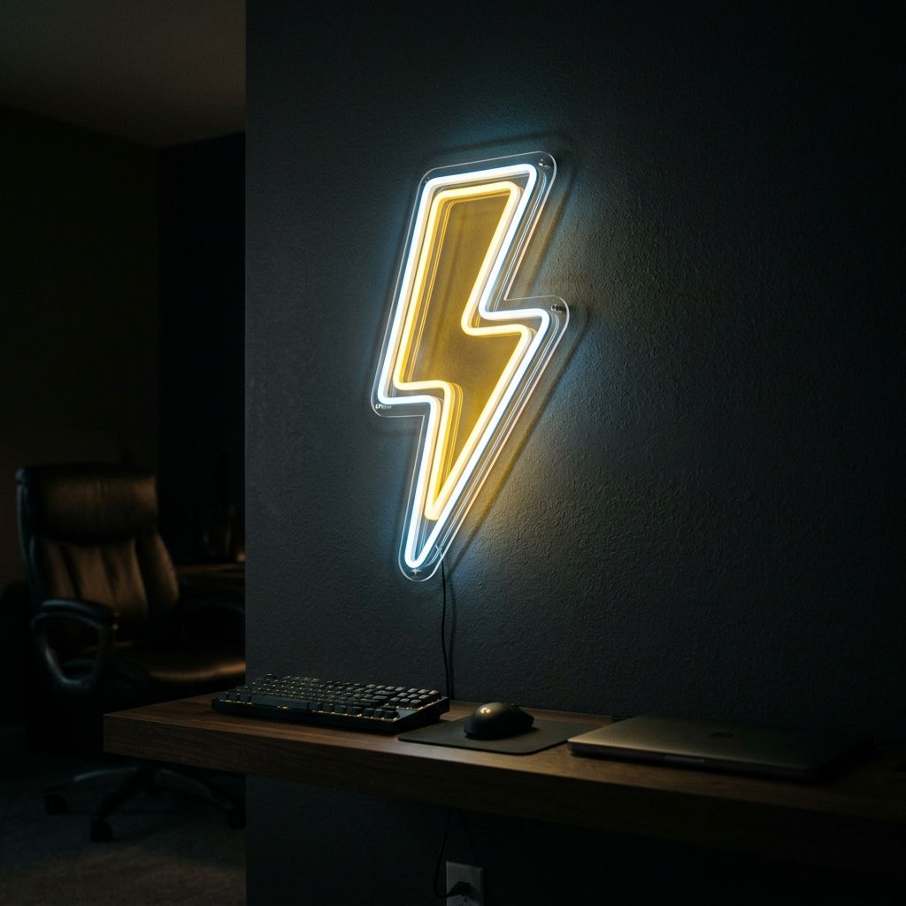 Lightning Bolt Neon Sign For Modern Man Caves
