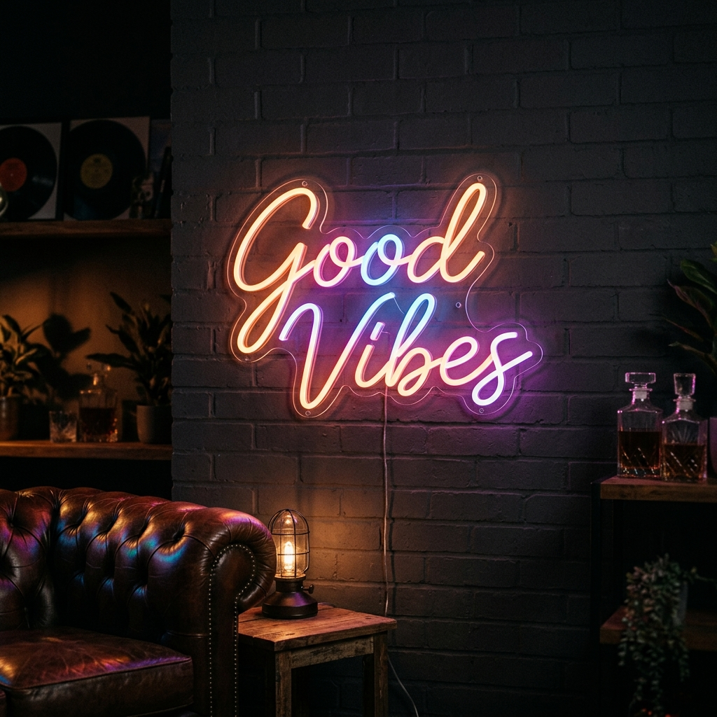 Good Vibes Neon Sign For Stylish Man Caves