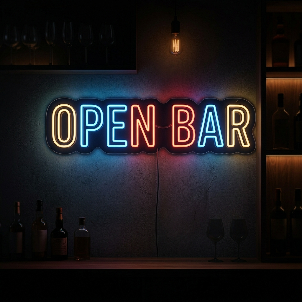 Open Bar Neon Sign For Home Man Cave Bars