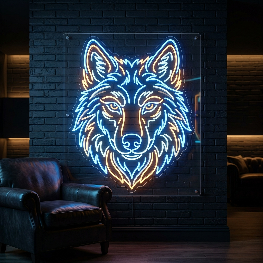 Wolf Head Neon Sign For Bold Man Cave Decor