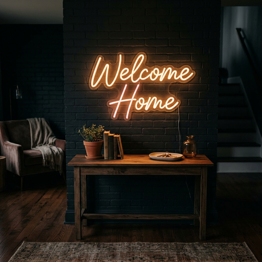Welcome Home Neon Sign For Inviting Living Rooms