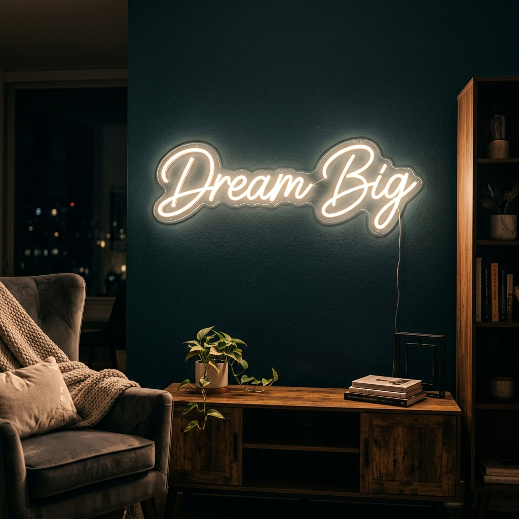 Dream Big Neon Sign For Inspirational Living Rooms