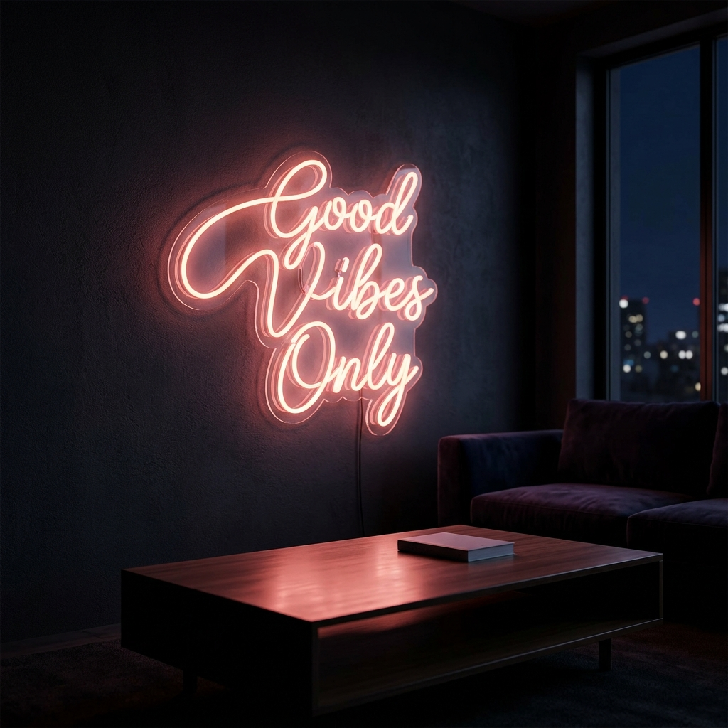 Good Vibes Only Neon Sign For Trendy Living Rooms