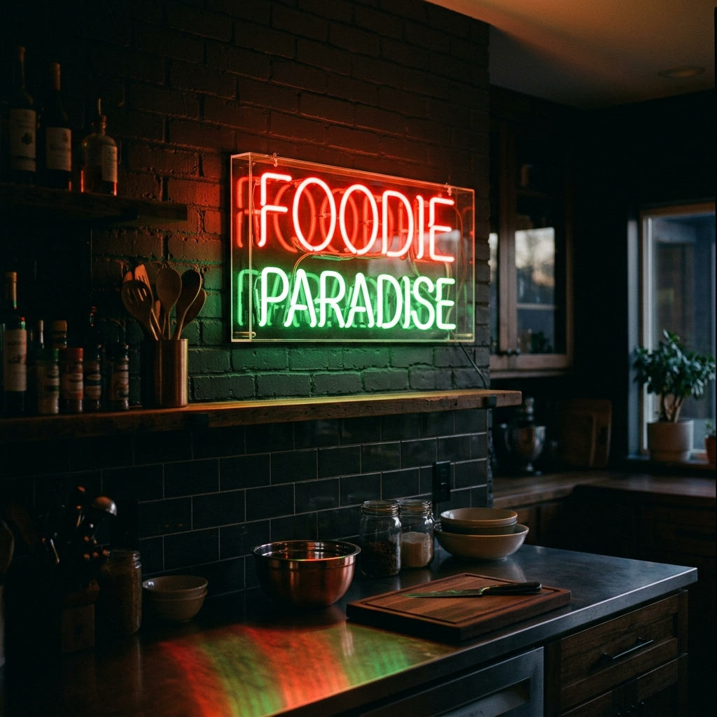 Foodie Paradise Neon Sign For Kitchen Decor