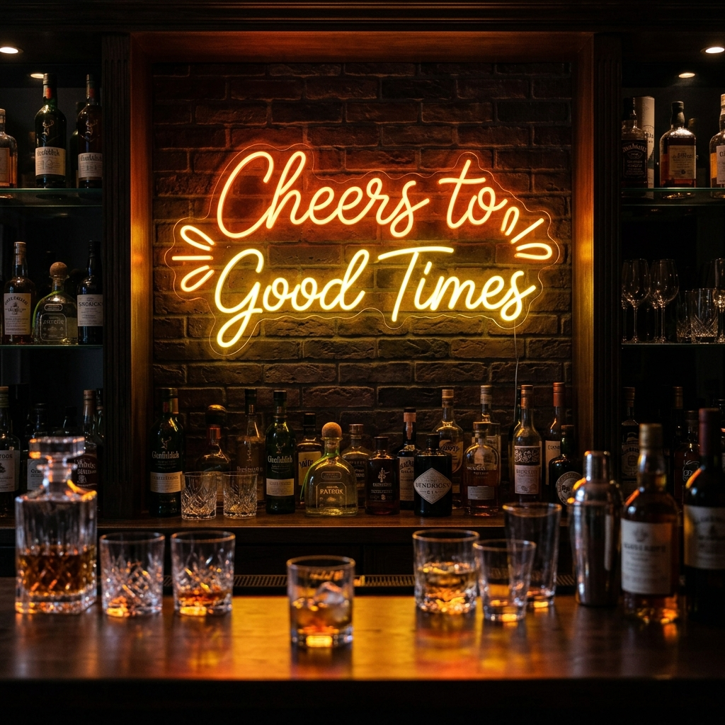 Cheers To Good Times Neon Sign For Kitchen Bar