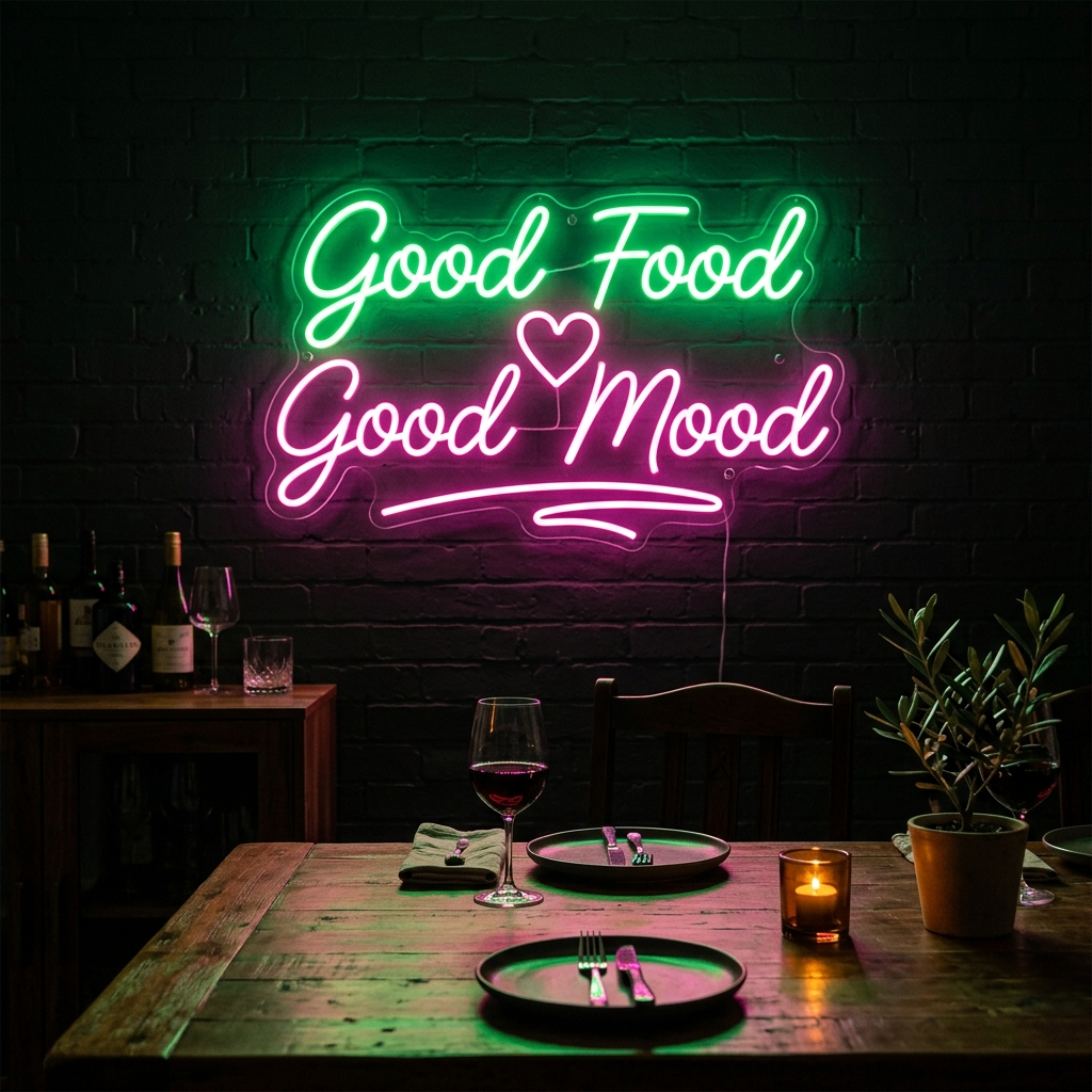 Good Food, Good Mood Neon Sign For Dining Spaces