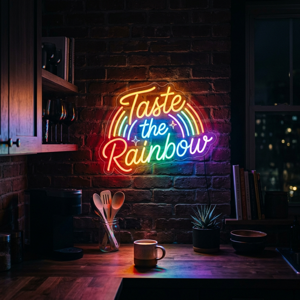 Taste The Rainbow Neon Sign For Colorful Kitchens