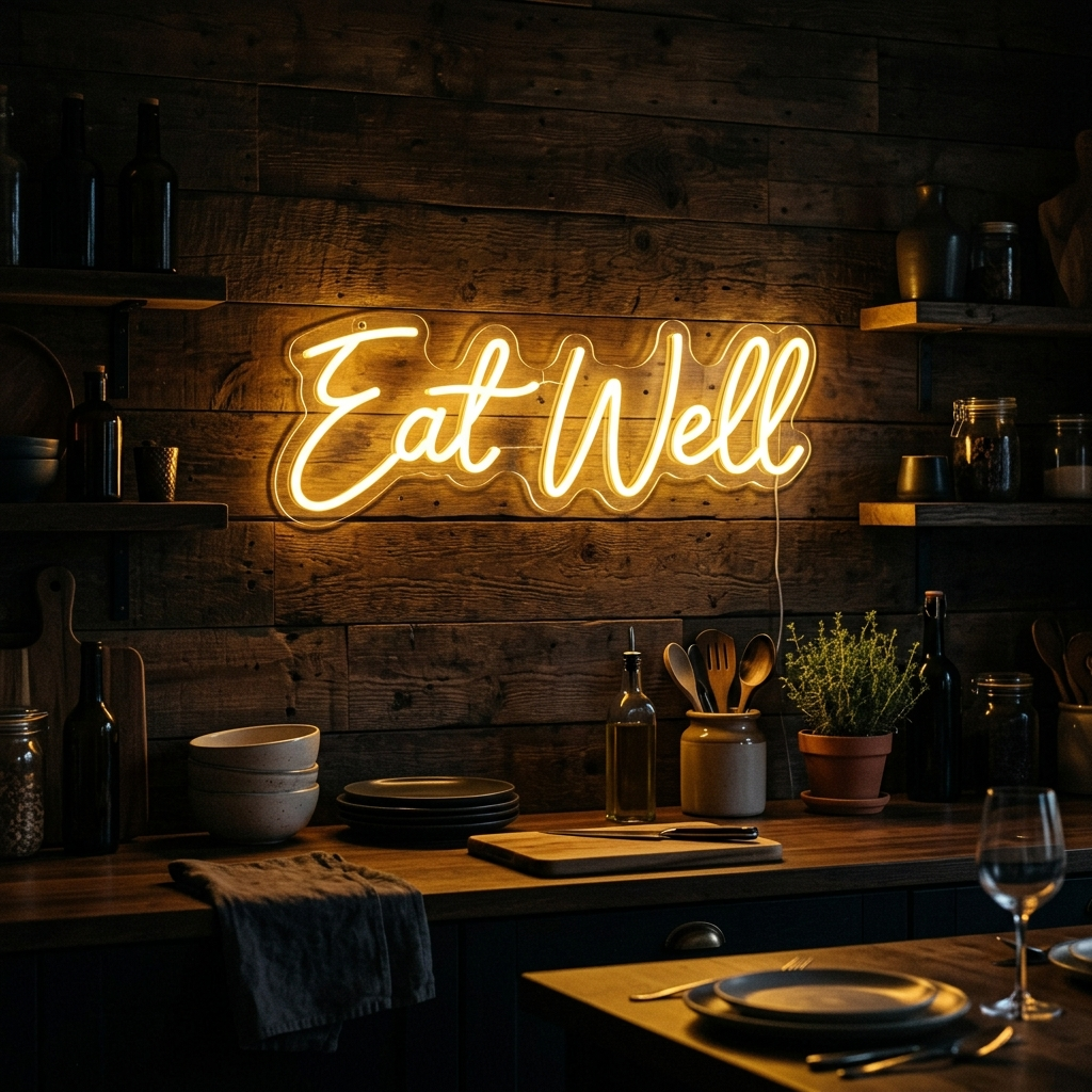 Eat Well Neon Sign For Kitchen Or Dining Room