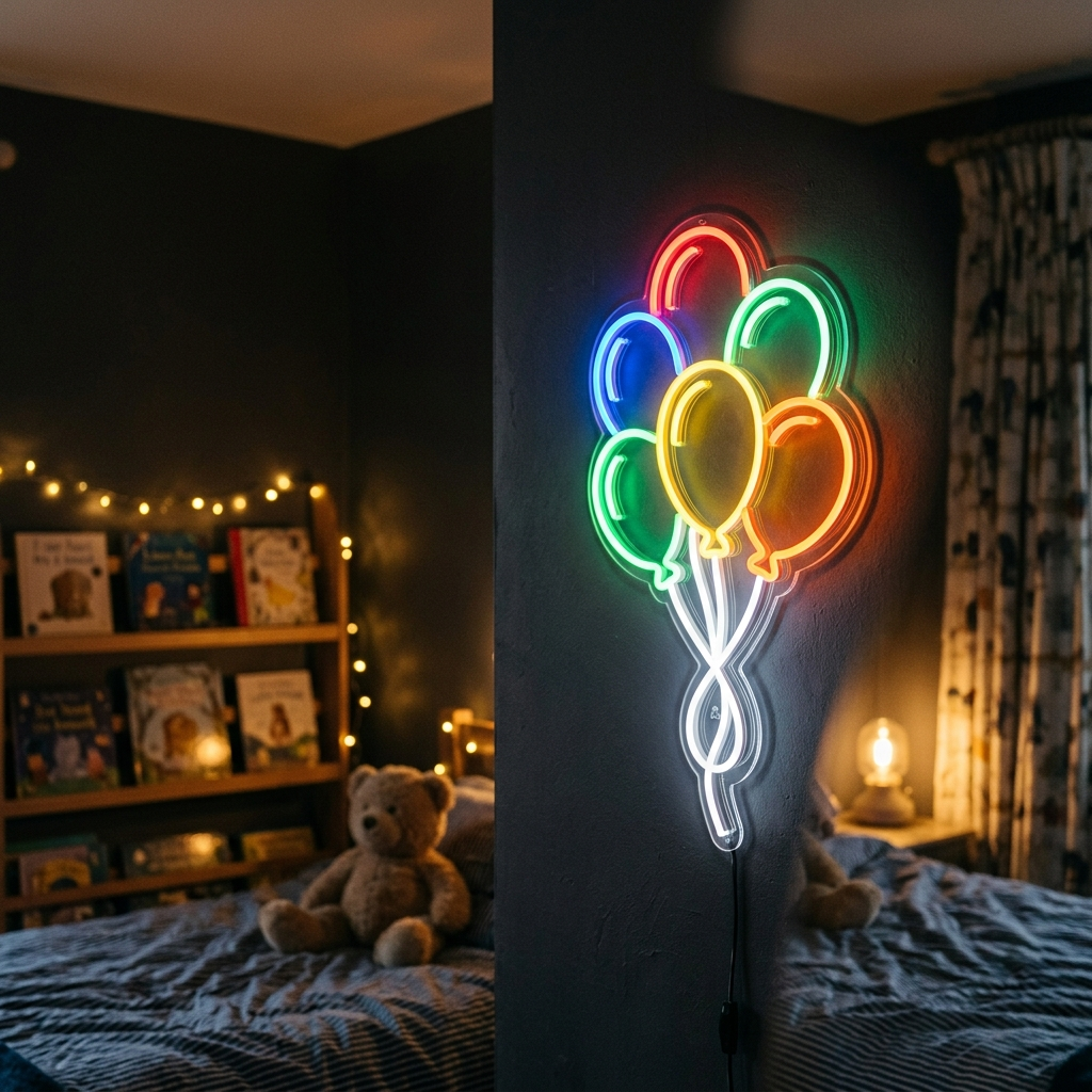 Colorful Balloon Bunch Neon Sign For Kids Room