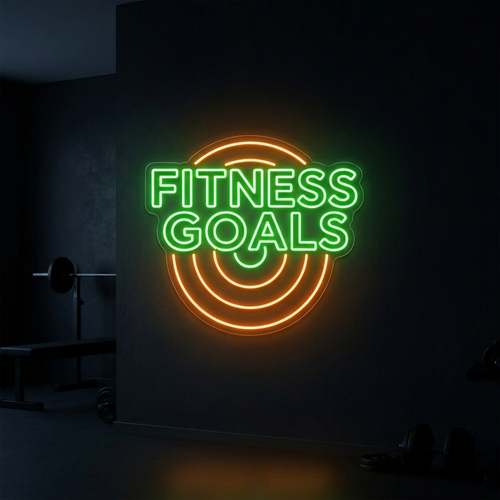 Fitness Goals Neon Sign For Home Gym