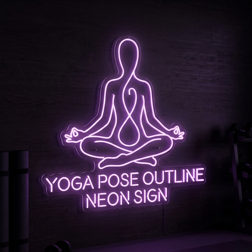 Yoga Pose Outline Neon Sign For Home Gym