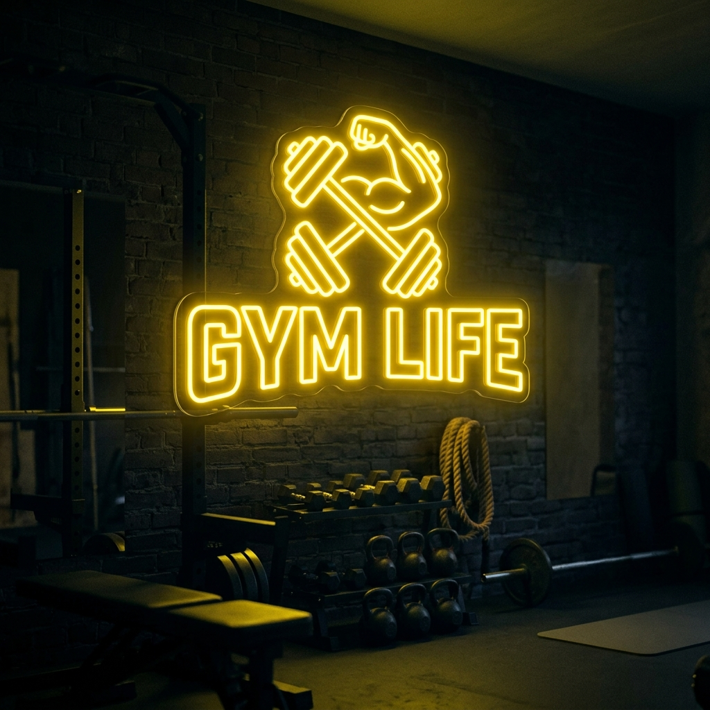 Gym Life Neon Sign For Home Gym Decor
