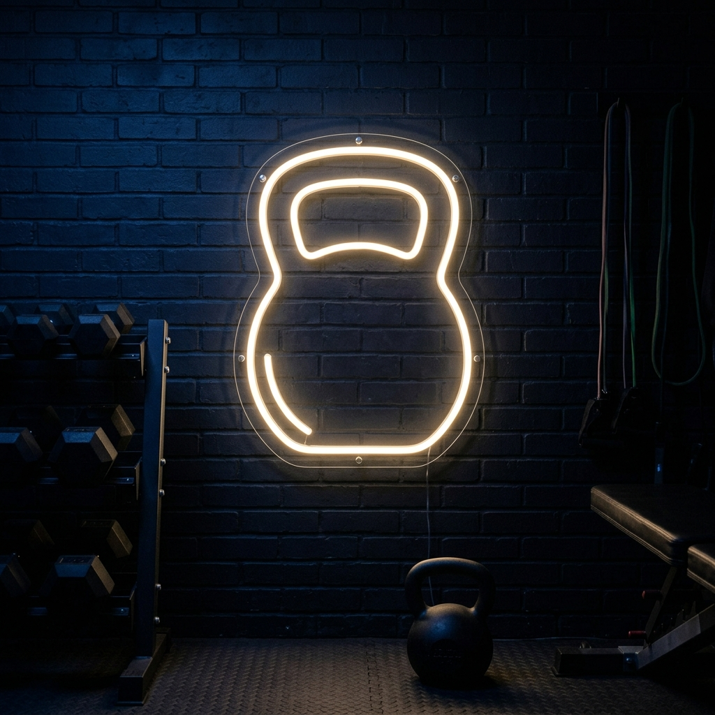 Kettlebell Outline Neon Sign For Home Gym