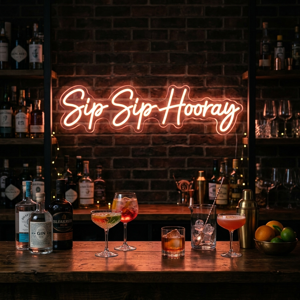 Sip Sip Hooray Neon Sign For Home Bar