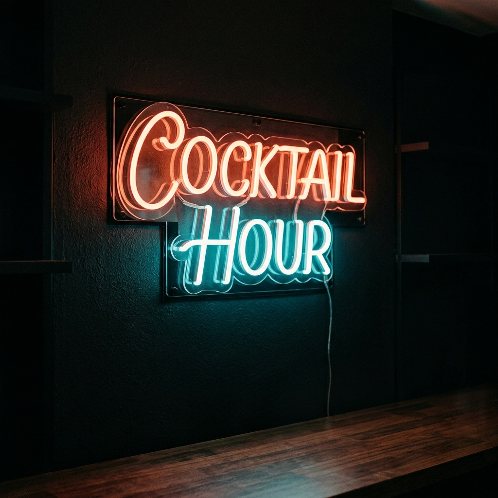 Cocktail Hour Neon Sign For Home Bar