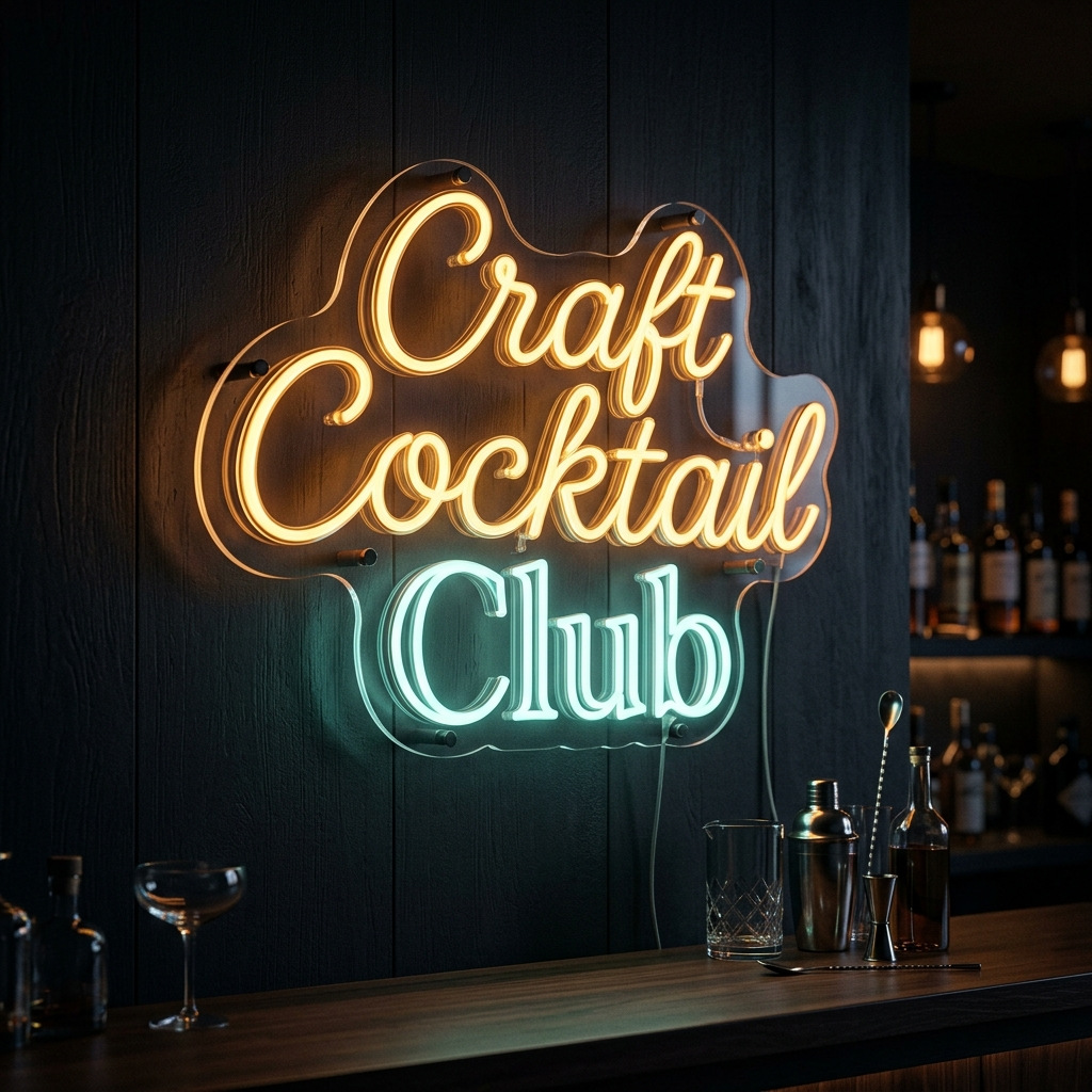 Craft Cocktail Club Neon Sign For Home Bar Decor