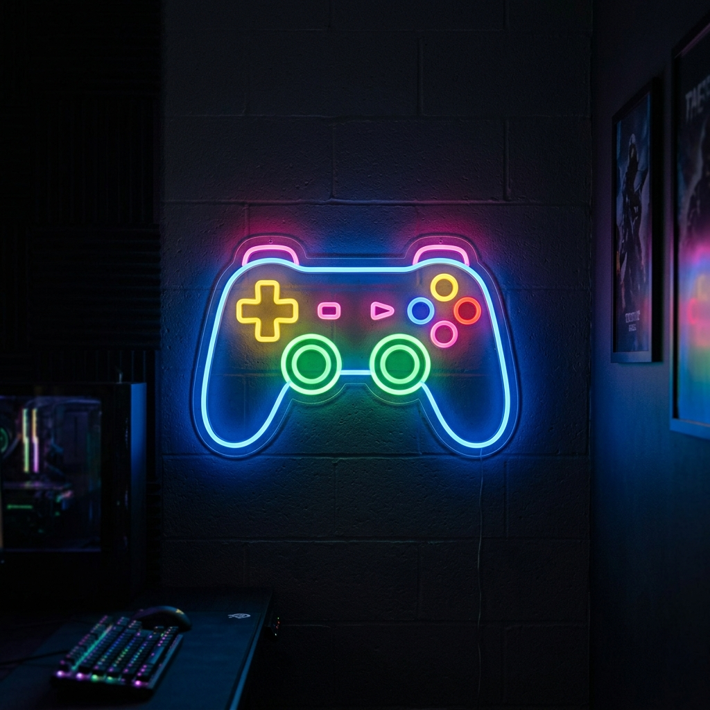Gaming Controller Neon Sign For Game Rooms
