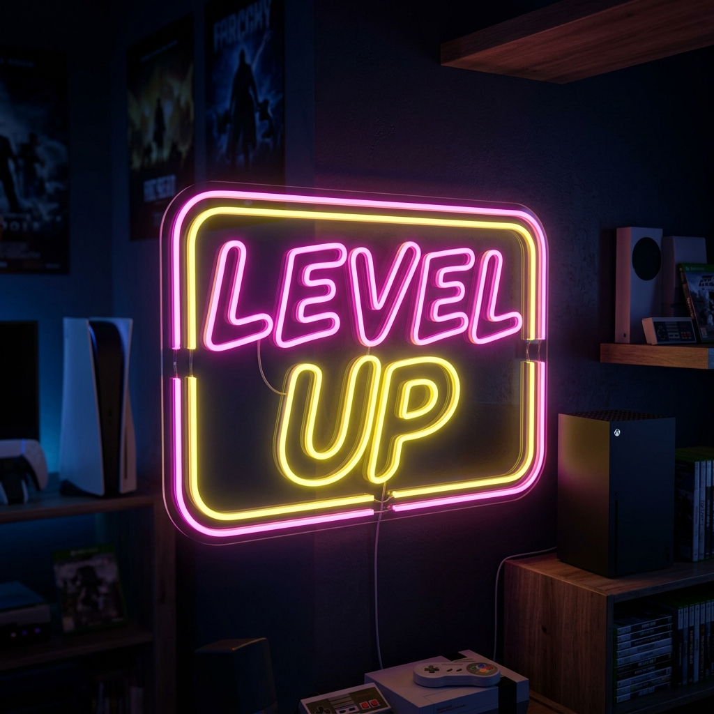 Level Up Neon Sign For Gamers