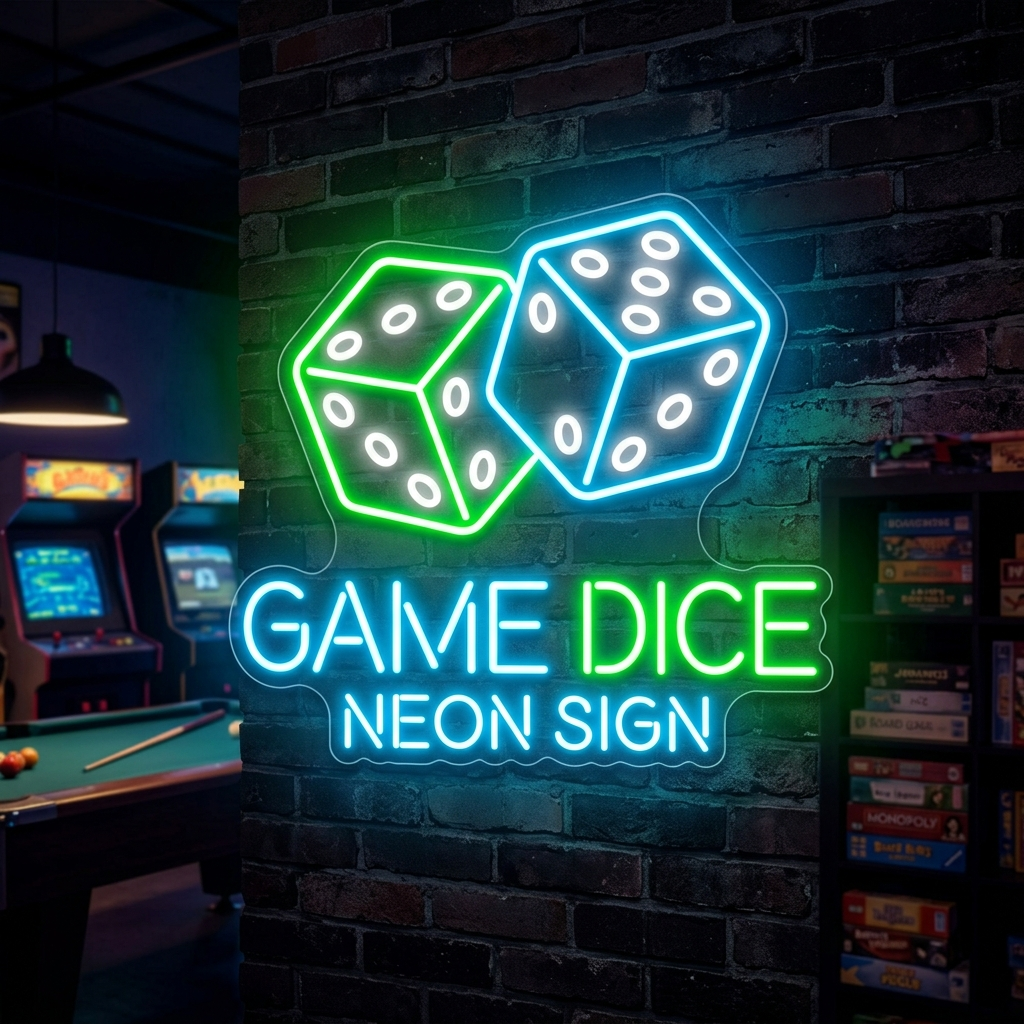 Game Dice Neon Sign For Game Rooms