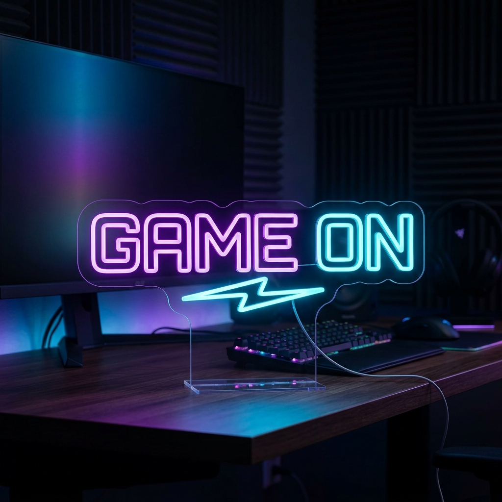 Game On Neon Sign For Gaming Desk Setup