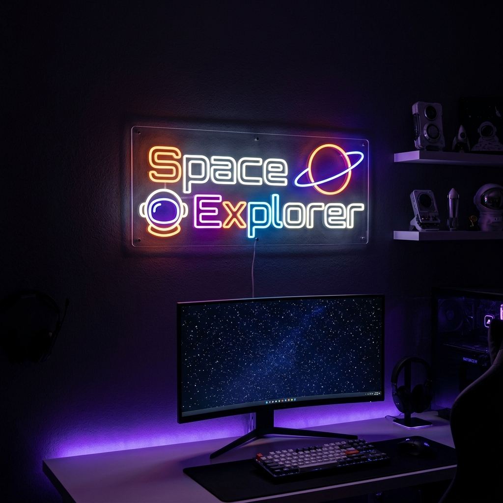 Space Explorer Neon Sign For Desk Decor
