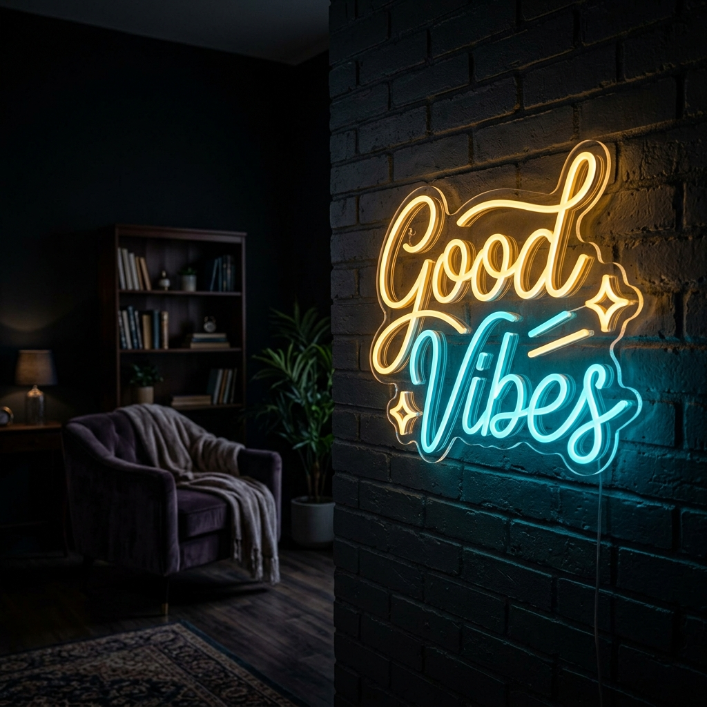 Good Vibes Neon Sign For Home Decor