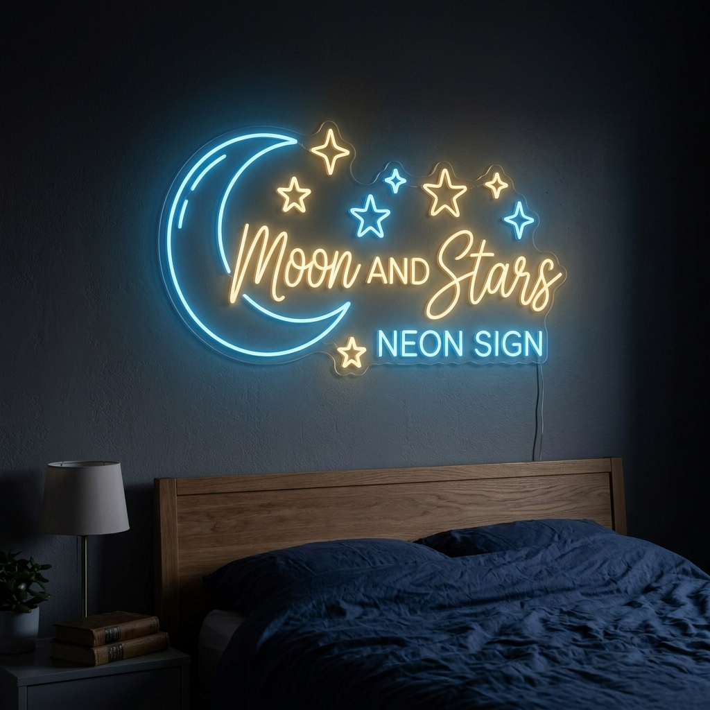 Moon And Stars Neon Sign For Dreamy Decor