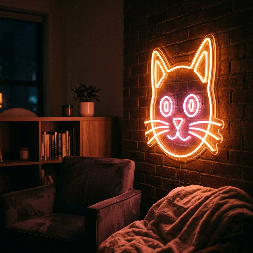 Cat Face Neon Sign For Cat Lovers